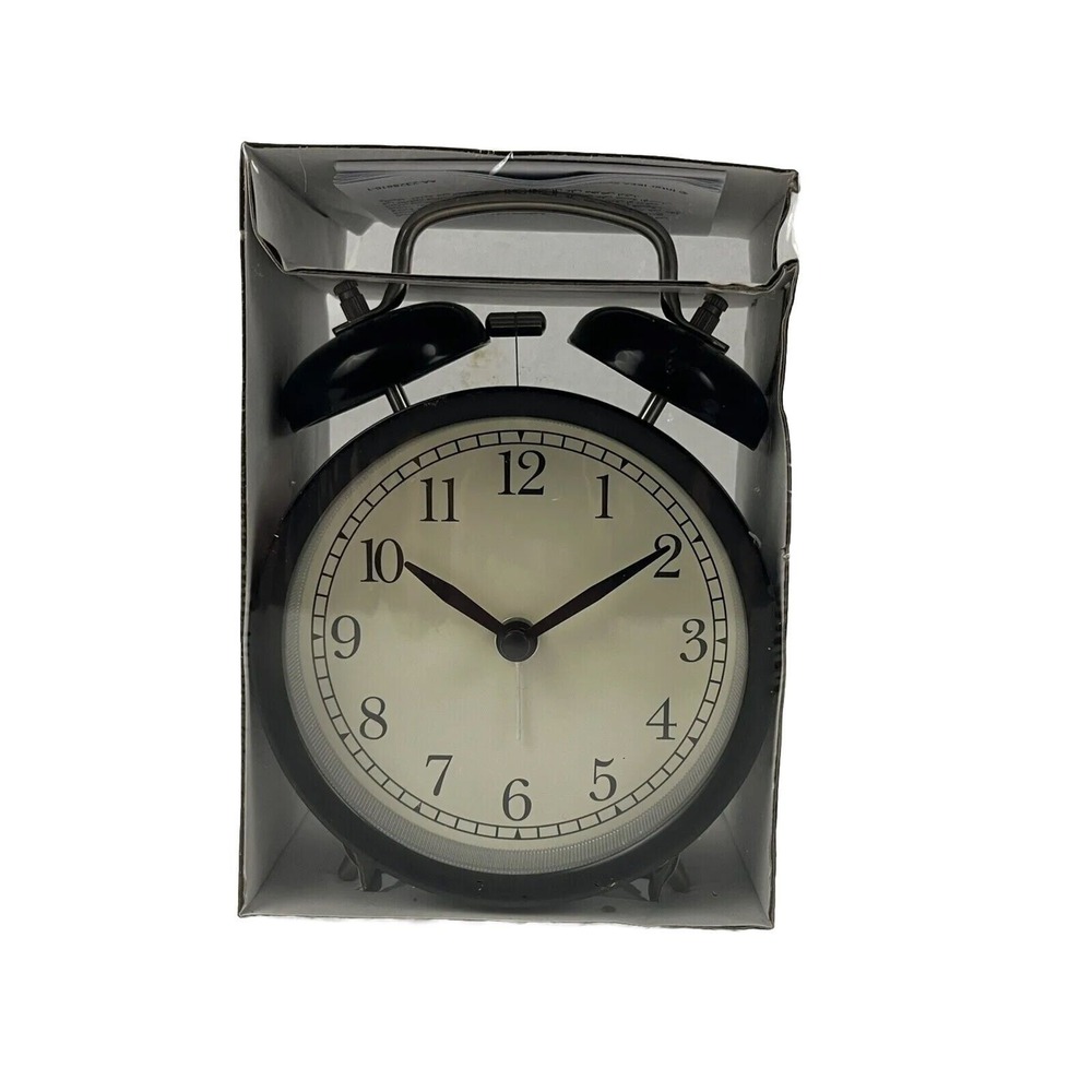 Ikea DEKAD Alarm Clock Black 5.5" x 4" Traditional Twin Bell 305.404.79 New